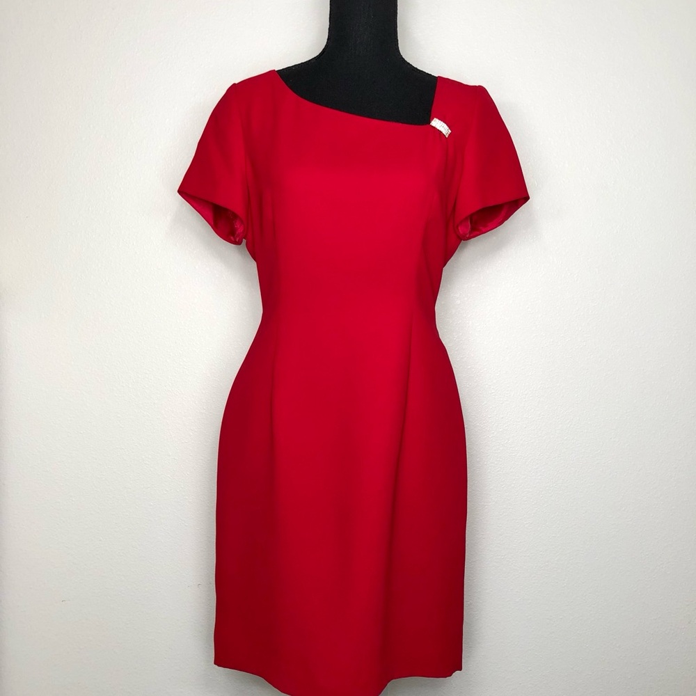 Liz Claiborne Red Short Sleeve Knee Length Dress - Petites
